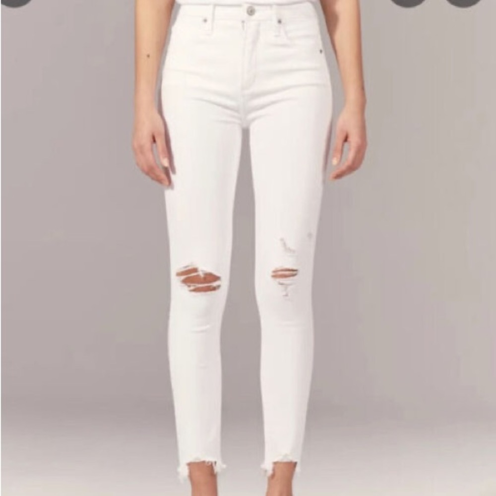 A&F high rise super skinny white jeans